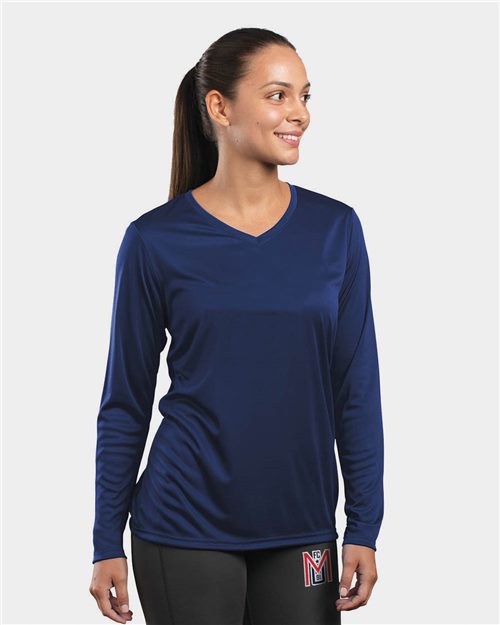 1 Holloway - Women's Momentum Long Sleeve T-Shirt, V-Neck Tee - Image 1