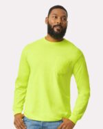 Gildan High Visibility Ultra Cotton Long Sleeve Pocket T-Shirt – Durable Safety Workwear