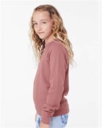 BELLA + CANVAS Youth Crewneck Sweatshirt, Long Sleeve Sponge Fleece Pullover Sweater - Image 2